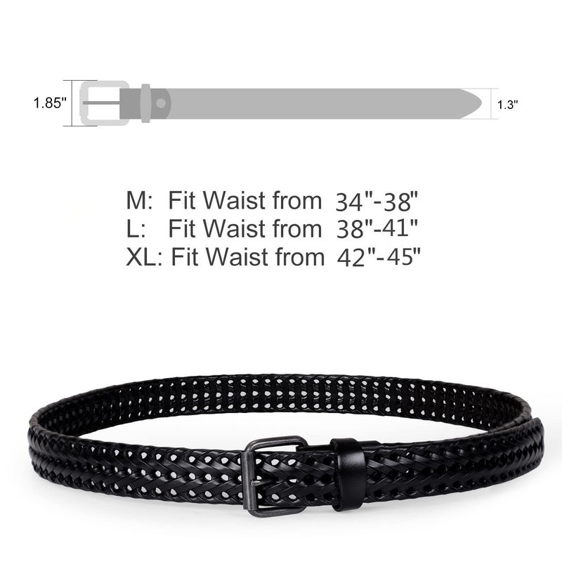 WERFORU Menâ€™s Leather Braided Belt, Leather Woven Belt for Jeans 1.3 Inch Wide - Image 5